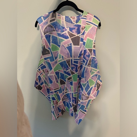 ISSEY MIYAKE PLEATS PLEASE CANAL TOP PURPLE GEEEN BLUE NWOT - Picture 7 of 12